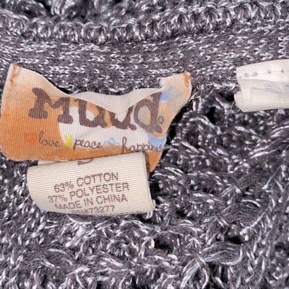 Vintage Mudd grey crochet knit boho top size small - Picture 2 of 5